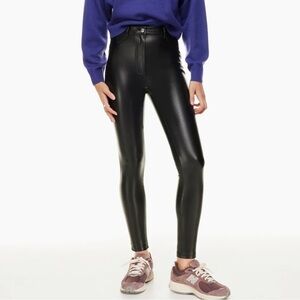 Aritizia Wilfred Free Black Faux Leather Charm High Rise Pants 4 NWT